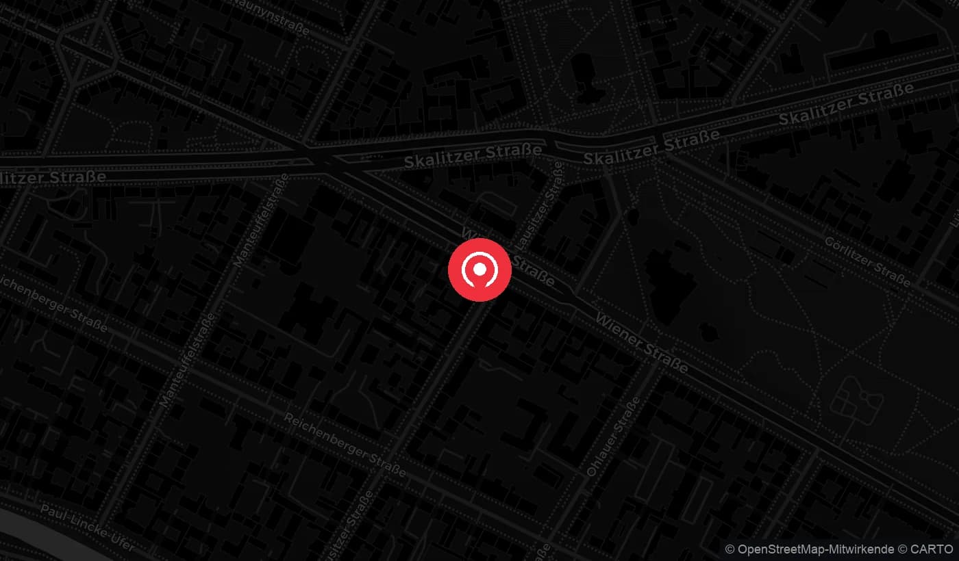Karte mit dem Standort von Checkpoint Ali, Wiener Straße 14, Berlin